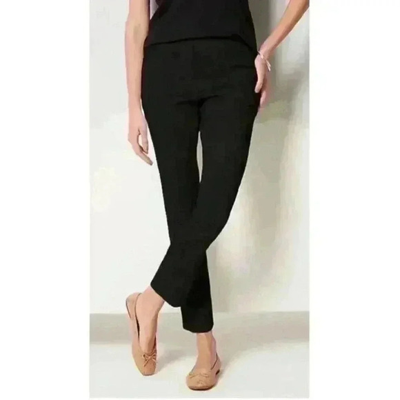 J. Jill Pants Sz 16 Black Essential Cotton Stretch Ankle Elastic Waist Pull On - Picture 1 of 10
